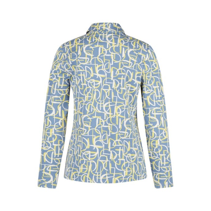 Barbara Lebek blouse tricot Blauw geel ecru